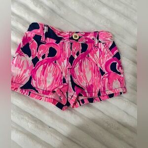 Lilly Pulitzer kisd Neon Pink Flamingo Print High-Waist Shorts